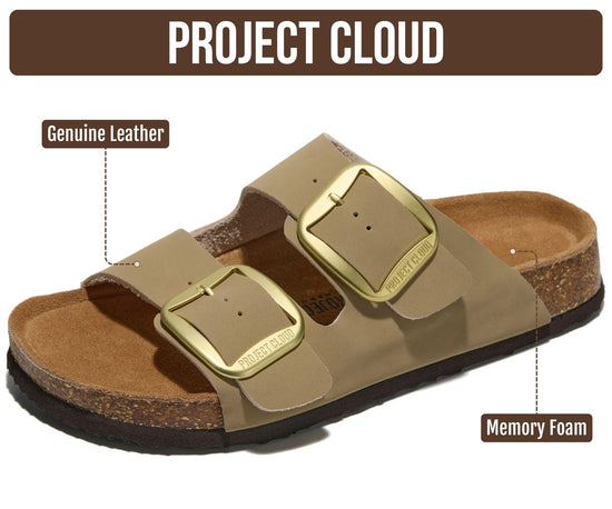 Project Cloud sandals — 100% genuine leather with memory foam comfort