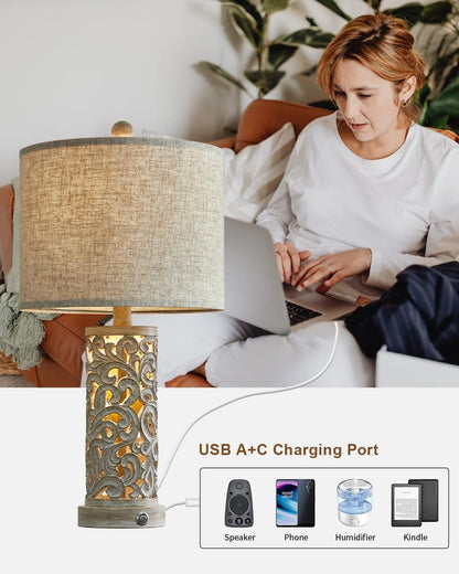 OYEARS lamp set - 3-way dimmable touch control rustic design for home and office