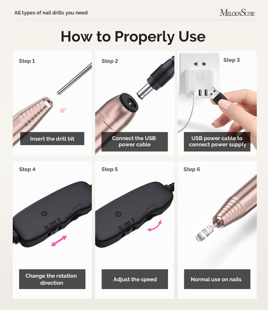 MelodySusie electric nail drill — portable set for manicure and pedicure tools
