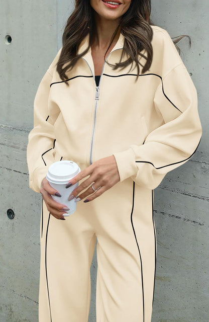 BTFBM women's tracksuit — two piece long sleeve zip up sweatshirt and jogger pants sets