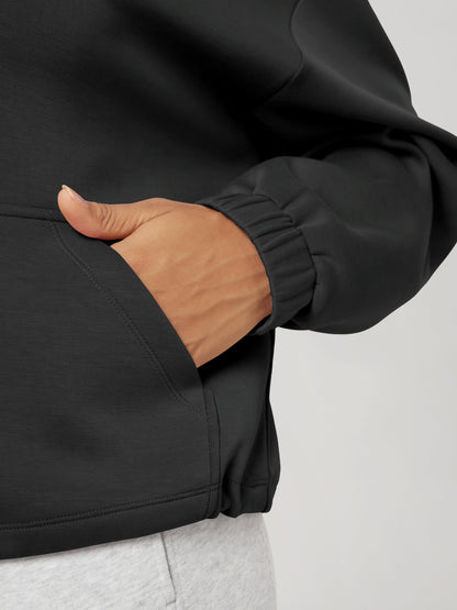 Sweatshirt — modal soft cinchable with half zipper funnel neck and pockets