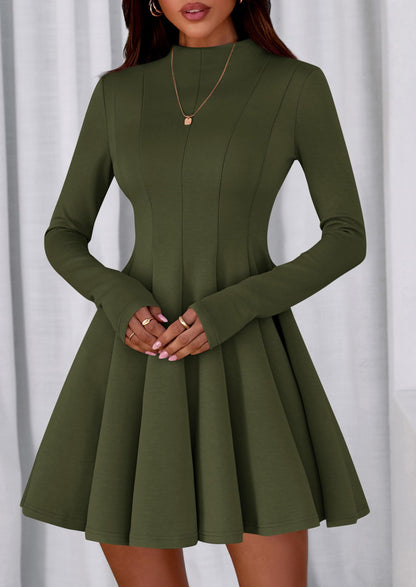 PRETTYGARDEN Fall Dresses for Women Elegant Classy 2026 Casual Long Sleeve Swing A Line Ruffle Short Homecoming Party Dress