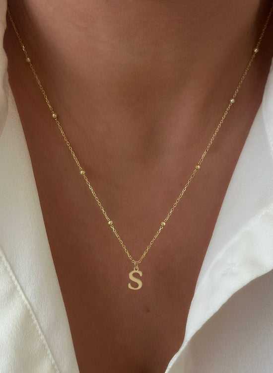 MDIEEL necklace — Dainty 14k gold plated initial pendant charm
