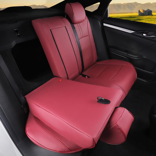 HKZ vehicle seat covers — custom fit wine red leather for Honda Civic Sedan 2016-2021 LX