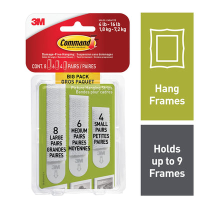 Adhesive tapes — 3M Command picture hanging strips big pack, removable, 18 pairs/pack