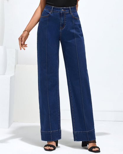 Luvamia wide leg jeans - trendy high waist straight leg baggy denim pants
