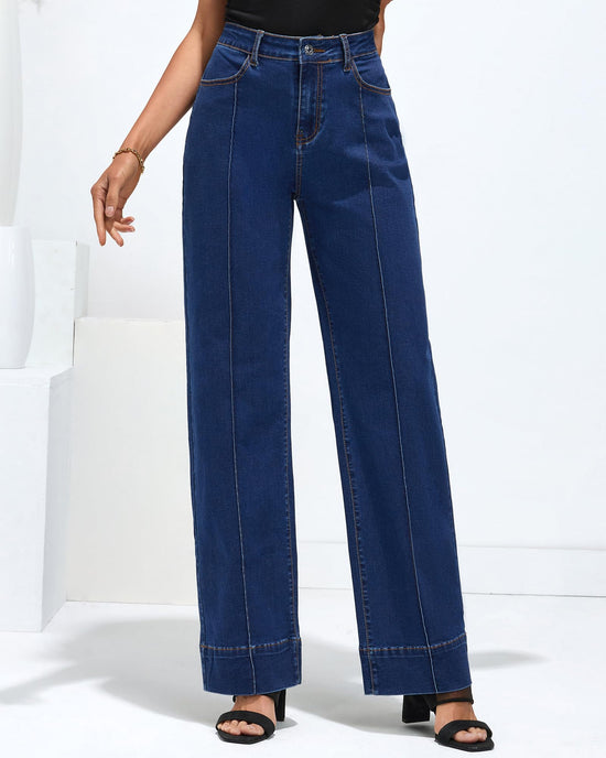 Luvamia wide leg jeans - trendy high waist straight leg baggy denim pants