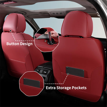 FLORICH vehicle seat cover — waterproof nappa leather for 2-seater cars in red