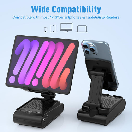 GLOPUS cell phone stand with wireless Bluetooth speaker