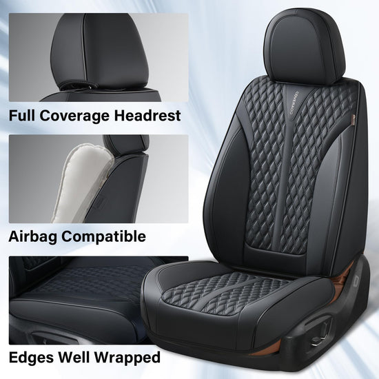 Coverado car seat covers - luxury nappa leather waterproof full set for 5 seats