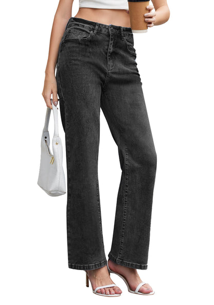 Dimur high waisted straight jeans for women with pockets and wide leg design