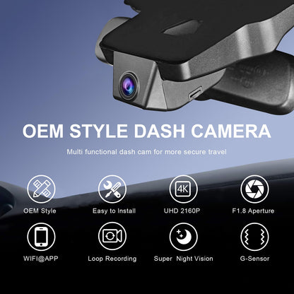 Mangoal 4K dash cam - custom fit for Toyota Tacoma 2018-2023, UHD video, GPS, 64GB card.