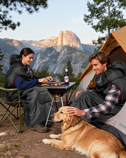 Sportneer sleeping bag — walkable design with arm zippers for versatility