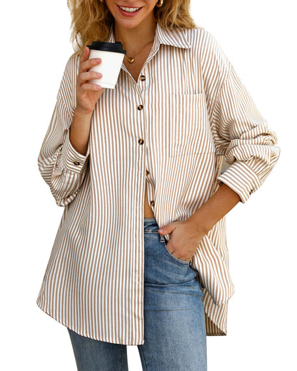 CHYRII women's striped button down blouse