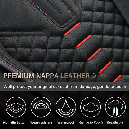 Coverado car seat covers - waterproof nappa leather seat covers for cars, black and red