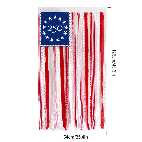 4th of July Decorations 4 x 2.3 Ft Rag American Flag Banner Memorial Day Patriotic Decor Fourth of July Independence Day Supplies 250th Anniversary Accessories for Indoor Outdoor Yard