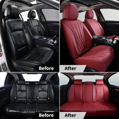 FLORICH vehicle seat cover — waterproof nappa leather for 2-seater cars in red