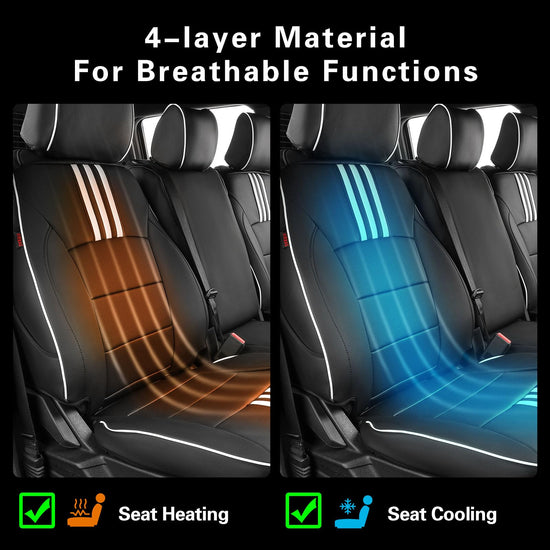 EKR F150 seat covers — custom fit faux leather in black with white trim