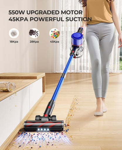 Fieety cordless vacuum cleaner - 45Kpa suction power with wall mount charging and scented card