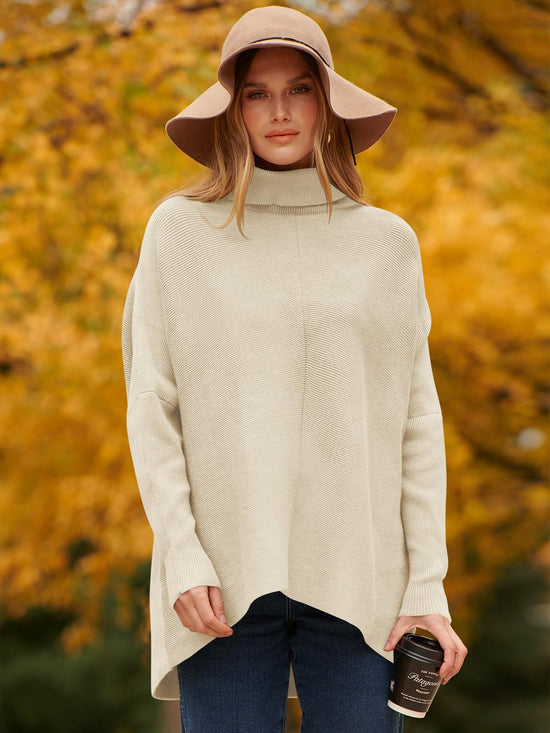 Sweater — Oversized turtleneck batwing style for casual wear