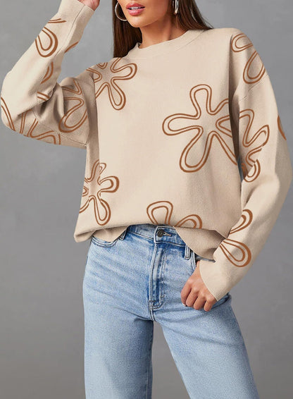 Dokotoo sweater — floral print cable knit pullover top for women
