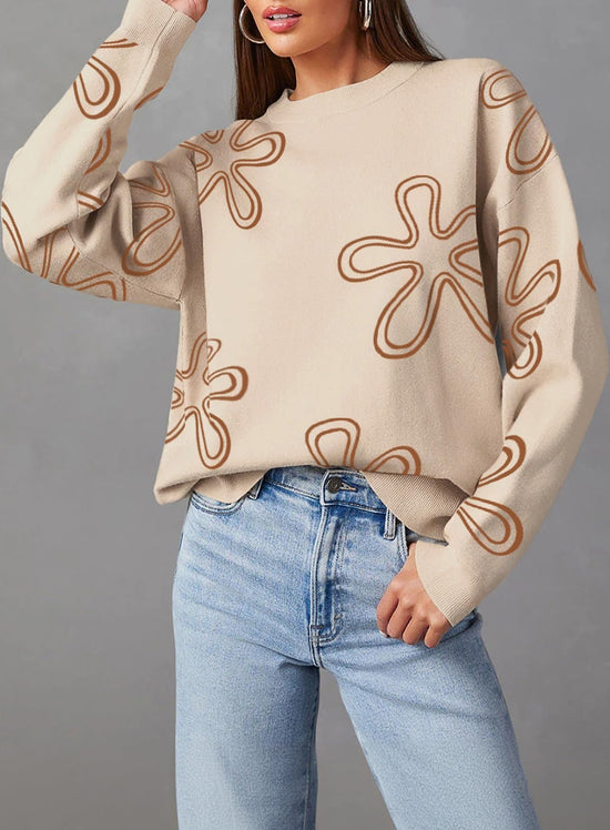 Dokotoo sweater — floral print cable knit pullover top for women