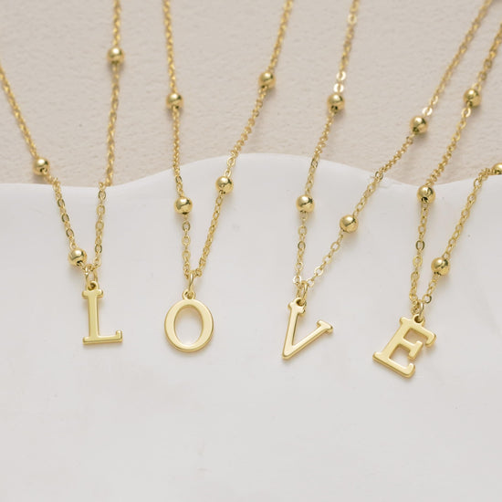 MDIEEL necklace — Dainty 14k gold plated initial pendant charm
