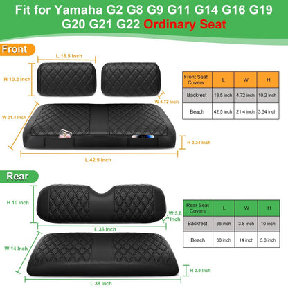 Vehicle seat cover — Thick leather with custom diamond design for Yamaha carts