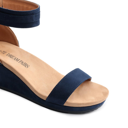 Sandal — Open toe buckle ankle strap wedge design from Dream Pairs