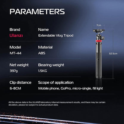 ULANZI MT-44 tripod — extendable design.