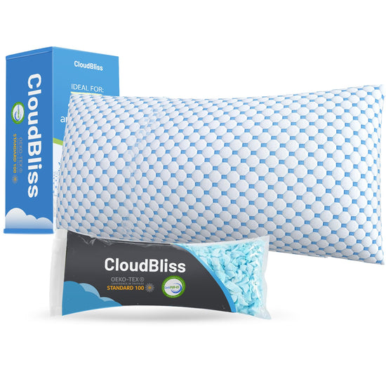 Cooling bed pillows — Shredded memory foam with adjustable height and washable case