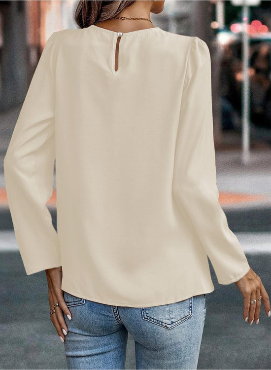 Samefar womens shirt - dressy casual pleated chiffon blouse with long sleeves