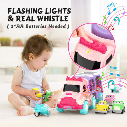 LASCOTON non-riding toy vehicle — 5-in-1 carrier truck with light and sound for toddlers