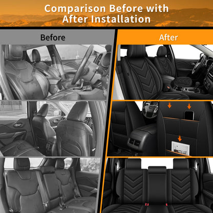AOMSAZTO vehicle seat cover - custom fit waterproof leather for Jeep Cherokee 2014-2026.
