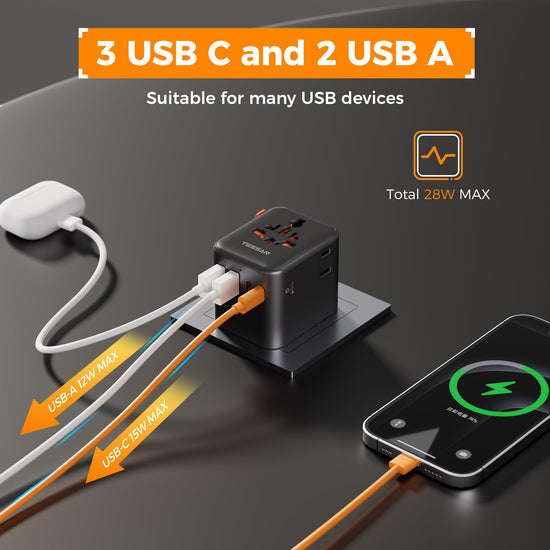 Power converter — Tessan universal travel adapter type C/G/A/I 1 5