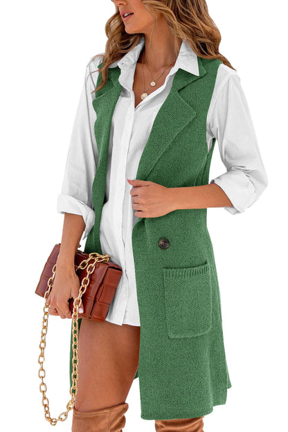 Danedvi cardigan vest with lapel collar and button down design