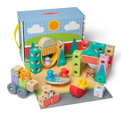 Melissa & Doug Blockables Town building blocks set for preschool kids (73 pieces)
