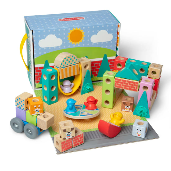 Melissa & Doug Blockables Town building blocks set for preschool kids (73 pieces)
