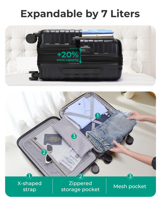 BAGSMART carry on suitcase - Lightweight and expandable with spinner wheels and TSA lock
