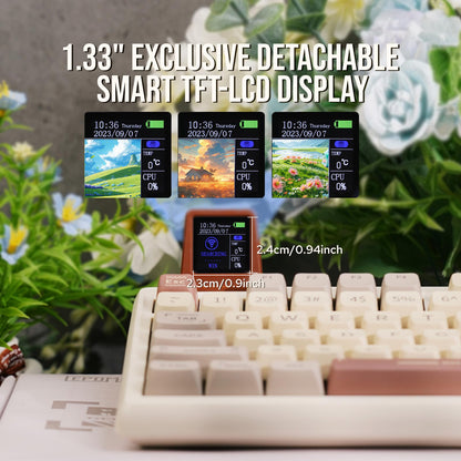 EPOMAKER RT100 mechanical keyboard — Retro gaming design with display screen and knob