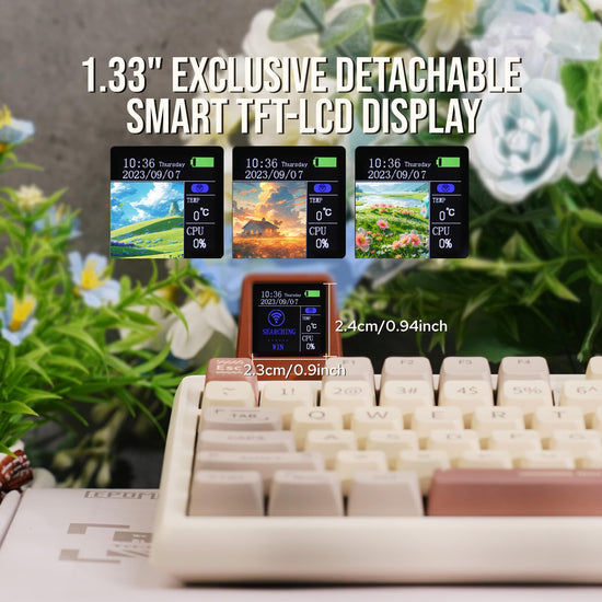 EPOMAKER RT100 mechanical keyboard — Retro gaming design with display screen and knob