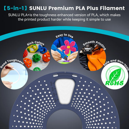 SUNLU PLA Plus filament - 1.75mm black 1kg spool with dimensional accuracy +/- 0.02 mm
