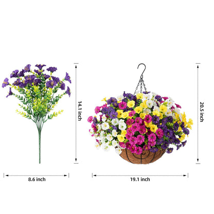 HyeFlora artificial plant - silk morning glory eucalyptus in planter for outdoors decor
