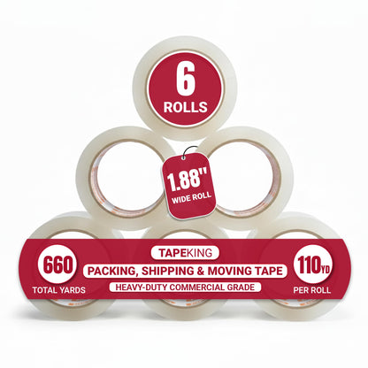 Tape King® clear packing tape — Stronger and thicker 2.7mil adhesive tape for moving and storage