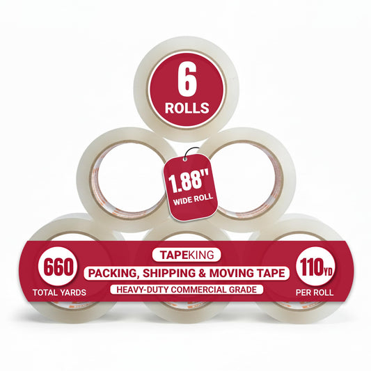 Tape King® clear packing tape — Stronger and thicker 2.7mil adhesive tape for moving and storage