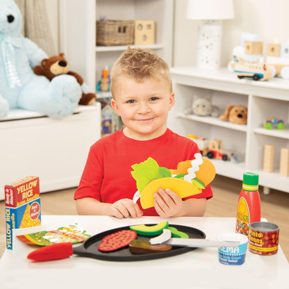 Melissa & Doug pretend play toy — taco and tortilla set with skillet