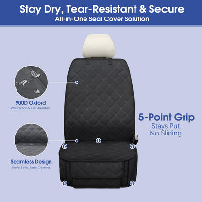 Vehicle seat cover — Heavy duty waterproof protector with side flaps, 2-pack