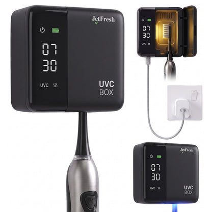 Jetfresh toothbrush holder — UV sanitizer with LED clock display and hot air drying