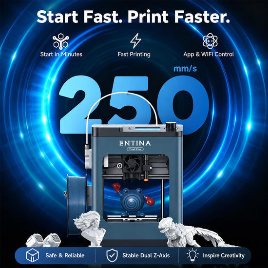 Entina Tina2 Plus 3D printer — fast 3D printing with auto leveling and WiFi