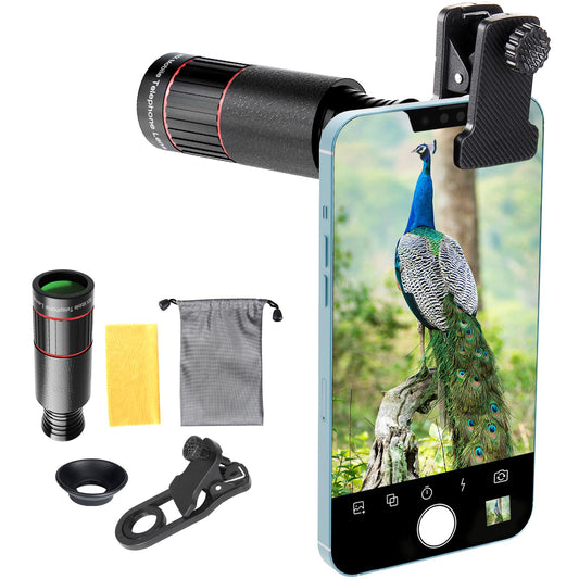 2025 Newly 32X Phone Camera Lens Telephoto Mobile Lens for iPhone and Android Zoom Cellphone Camera Lens with Phone Clip for Picture Video Taking (Black)